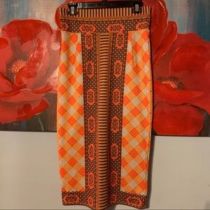 Vintage size 6 brown orange polyester skirt